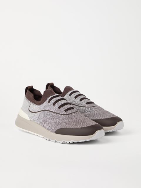 Techno cotton knit runners with heat-bonded details