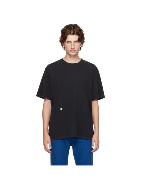 Black Contrast Embroidery T-shirt