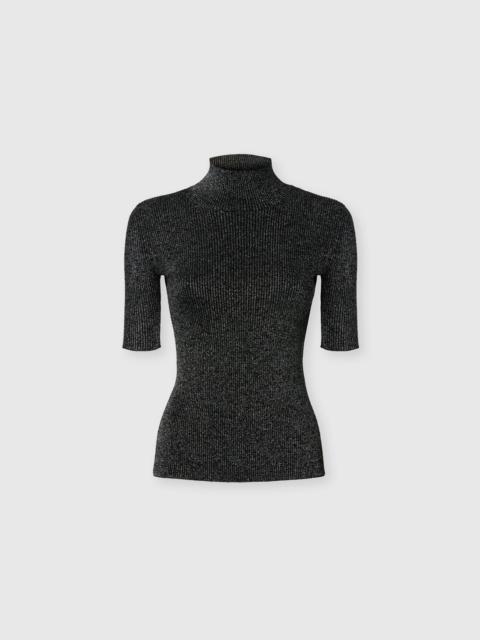 Mock Neck Sweater with Lamé Threads