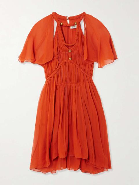 Randalia embellished cutout printed silk-crepon mini dress Orange