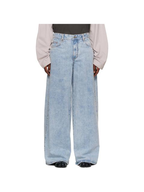Blue Oversized Low-Rise Jeans