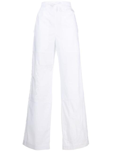 Household linen straight-leg cotton trousers