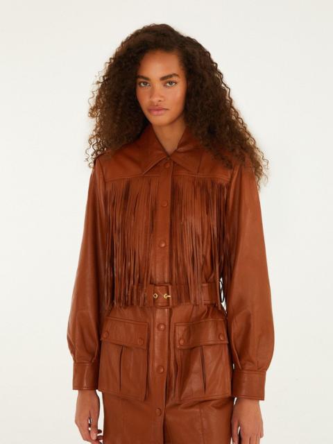 Brown Fringes Leather Coat