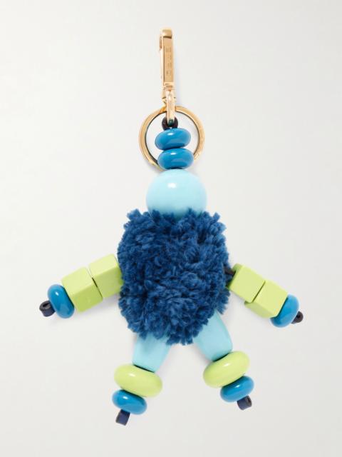 Little Man wool-blend, gold-tone and enamel bag charm Blue