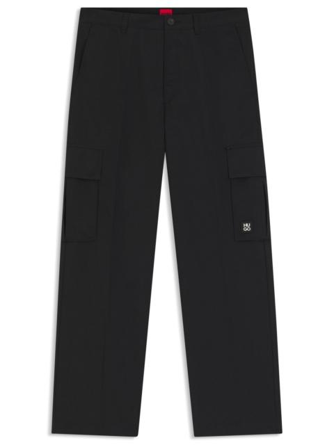 STRAIGHT-FIT CARGO TROUSERS IN WAXED FABRIC