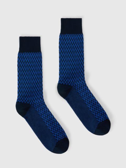 Mid-length cotton-blend socks with zigzag pattern