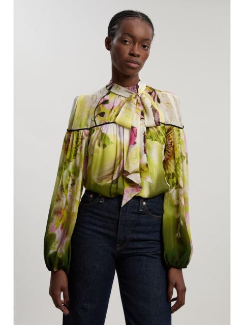Viscose Floral Print Woven Tie Neck Blouse