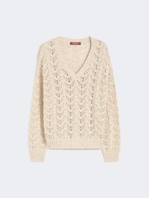 Cotton yarn and sequin sweater - BEIGE