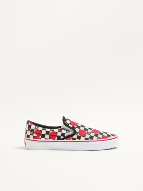 VALENTINO GARAVANI AND VANS SLIP-ON SNEAKER IN FABRIC WITH VLOGO CHECKERBOARD PRINT AND POLKA DOT DE