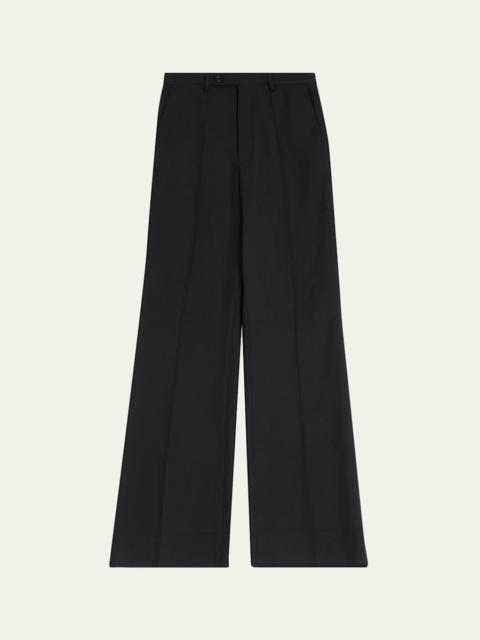 Men's Wide Leg Flared Flat-Front Pants