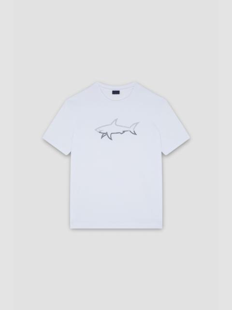 T-SHIRT IN COTTON JERSEY WITH REFLECTIVE SHARK PRINT