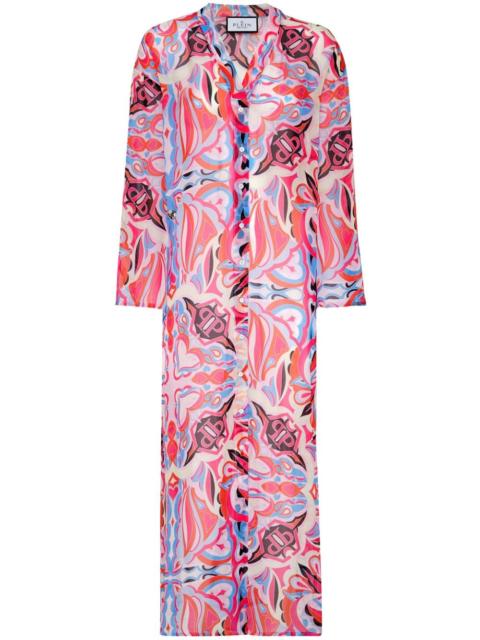 kaleidoscopic-print silk kaftan