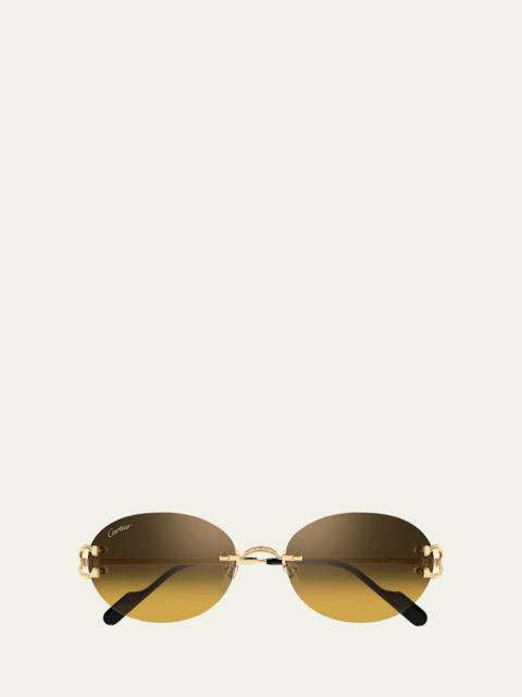 Decor Classic C de Cartier 55mm Rimless Oval Metal Sunglasses
