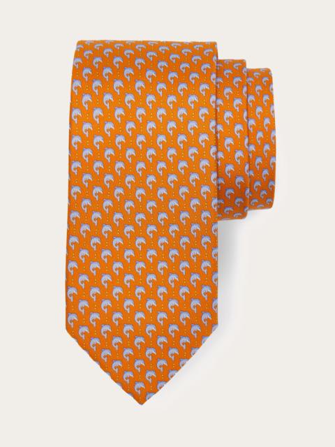 Dolphin print silk tie