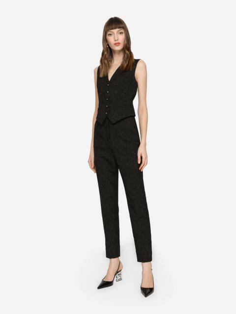 High-waisted ornamental jacquard pants