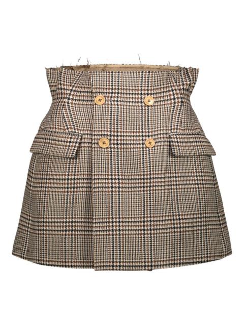 double-breasted houndstooth mini skirt