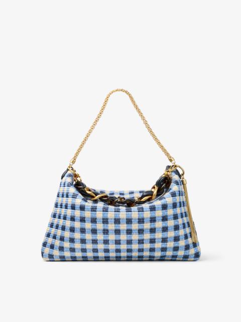 Callie Maxi
Marine Mix Gingham Raffia Shoulder Bag with Detachable Woven Nappa Leather Strap