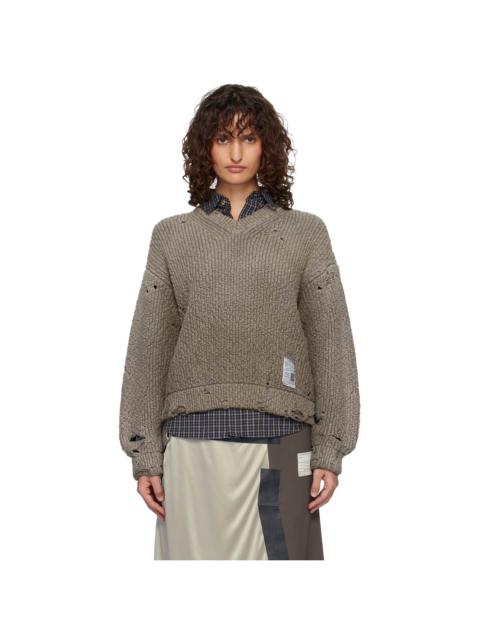 Brown Sun Faded Like Knit Sweater