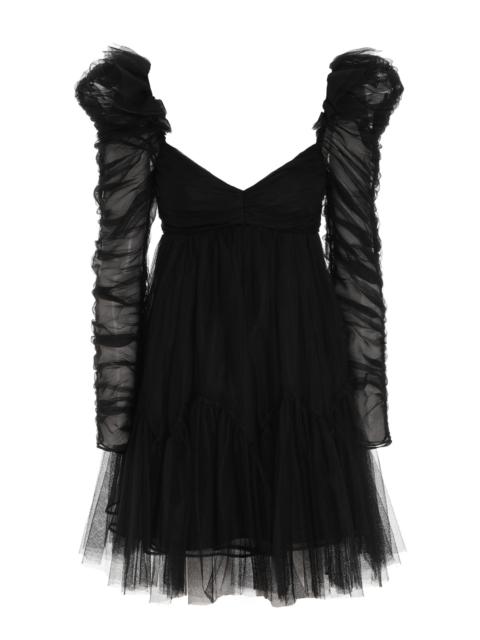 TULLE RUCHED MINI DRESS