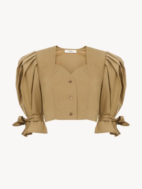 PUFF-SLEEVE CROPPED TOP IN COTTON POPLIN