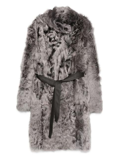 belted shearling coat
