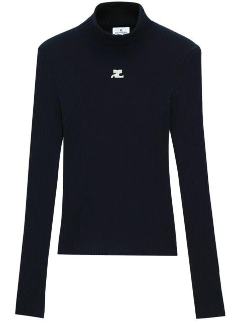 logo-patch mock-neck sweater