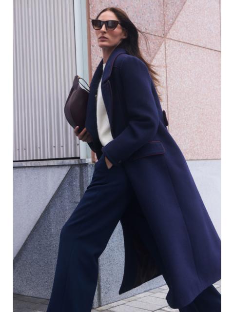 Wool Hybrid Double Breasted Tailored Midi Coat With Removable Padded Lining