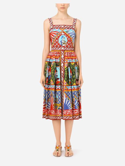 Dolce & Gabbana Carretto-print poplin calf-length dress - F6UY3TGDS11HH01E  | REVERSIBLE