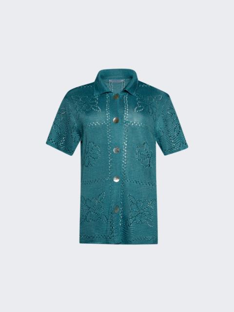 Floral Tile Short Sleeve Shirt Lake Blue