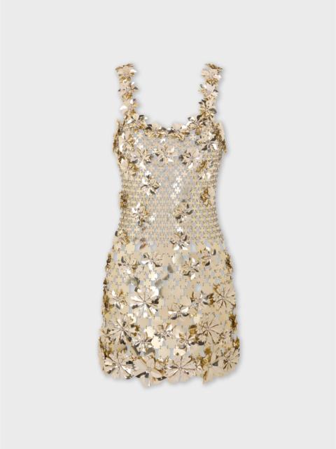 MINI DRESS IN BI-COLOR ASSEMBLAGE WITH FLOWER DETAILS