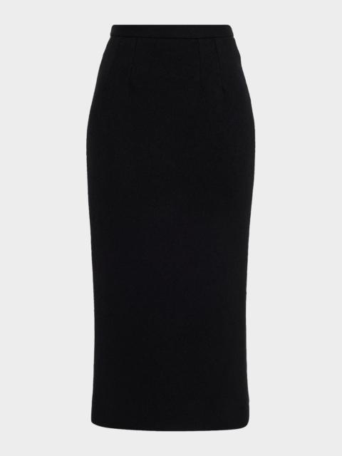 Brushed Wool Midi Pencil Skirt