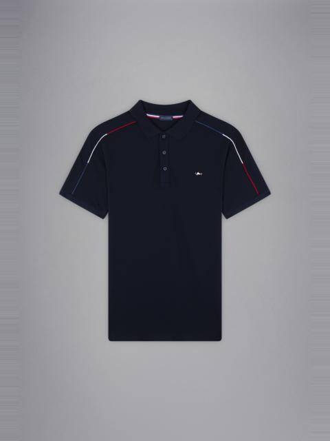 COTTON PIQUE POLO SHIRT WITH TRICOLOUR DETAILS