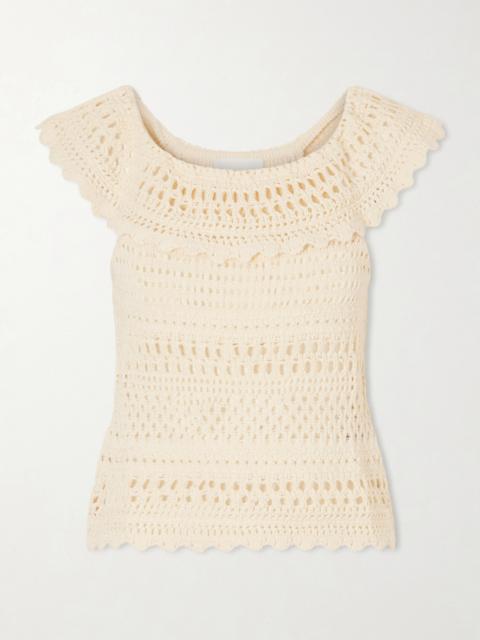 Zaelle Crocheted Cotton-blend Top