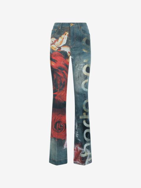Garden Rose Print Jeans