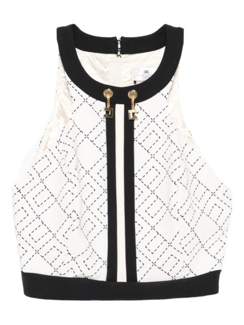 Elisabetta Franchi Monogram-pattern Halterneck Top