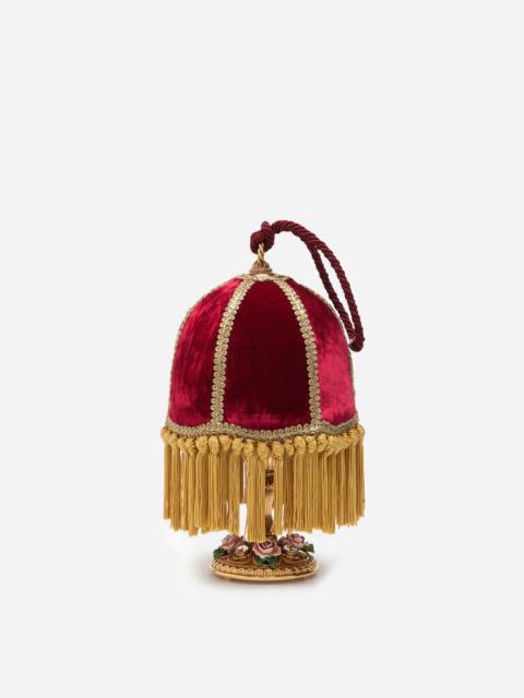 Velvet and brass lampshade handbag