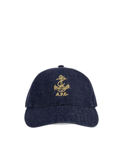 anchor-embroidered denim cap