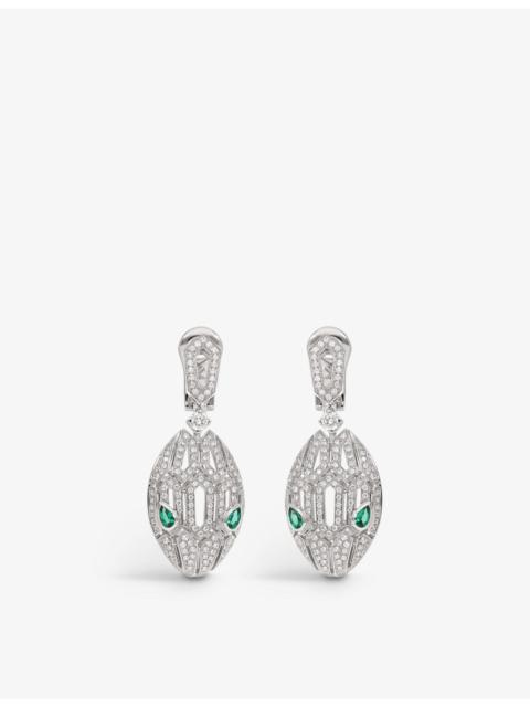 Serpenti Seduttori 18ct white-gold, emerald and diamond earrings