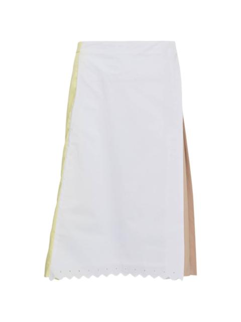 pleated colourblock midi skirt