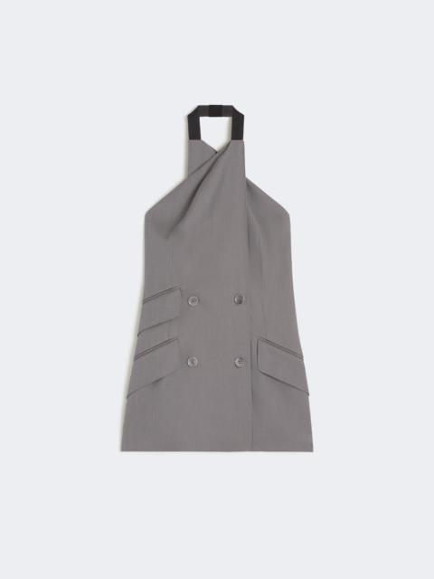 Gabardine wool sleeveless jacket - MEDIUM GREY