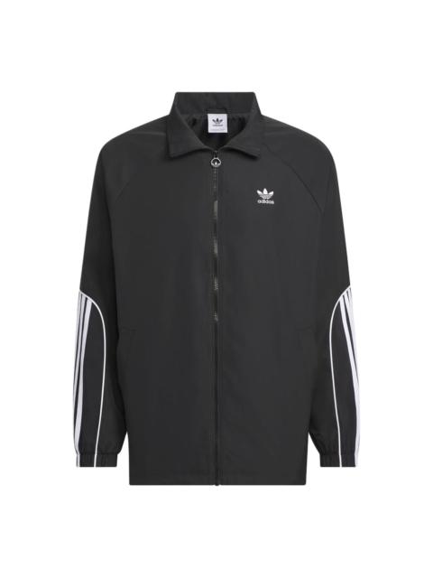 adidas Originals 3-Stripes Coach Jacket Asia Sizing 'Black' JE3491