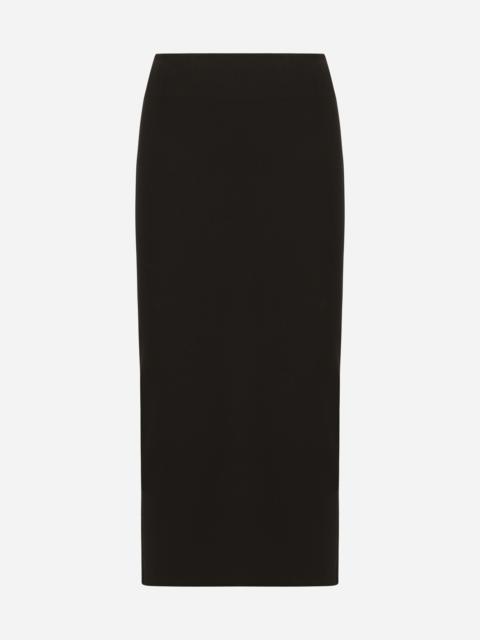 Straight-cut jersey midi skirt