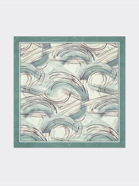 Jacquard silk foulard with brushed print