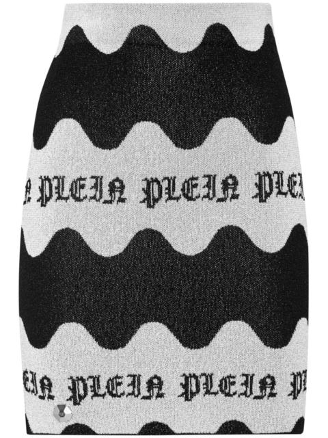 logo-jacquard lurex miniskirt