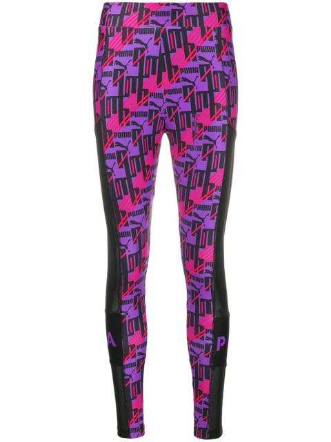 printed mesh panel leggings