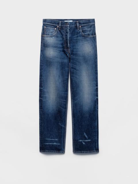 Five-pocket washed denim jeans
