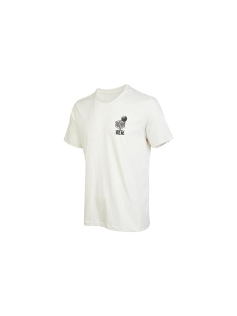 Men's Nike Logo Pattern Printing Round Neck Short Sleeve White T-Shirt DR7638-030