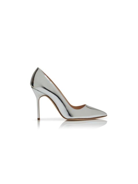 Silver Calf Leather Pointed Toe Pumps