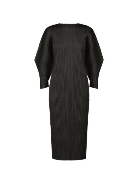 pleated midi dress