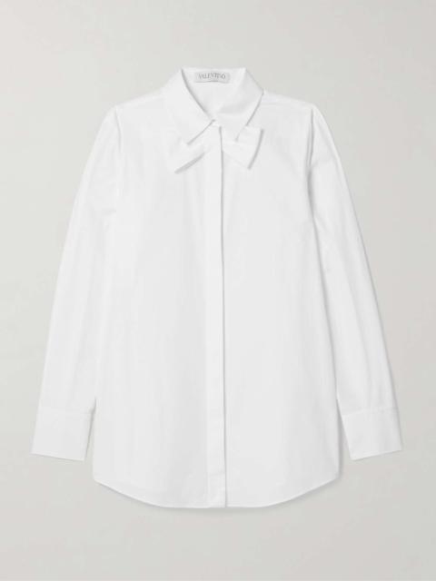 Bow-embellished cotton-poplin shirt